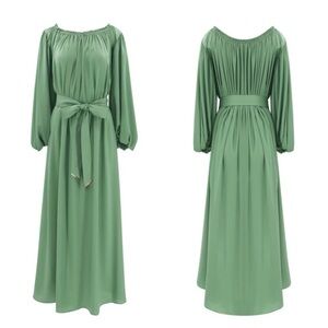 NWT Caroline Constas Odessa Maxi Dress Sage Off The Shoulder Size Medium